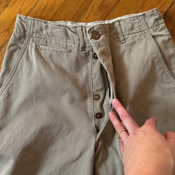 Vintage WW2 1940s high waisted cotton khaki chino army military pants - Picture 8 of 11